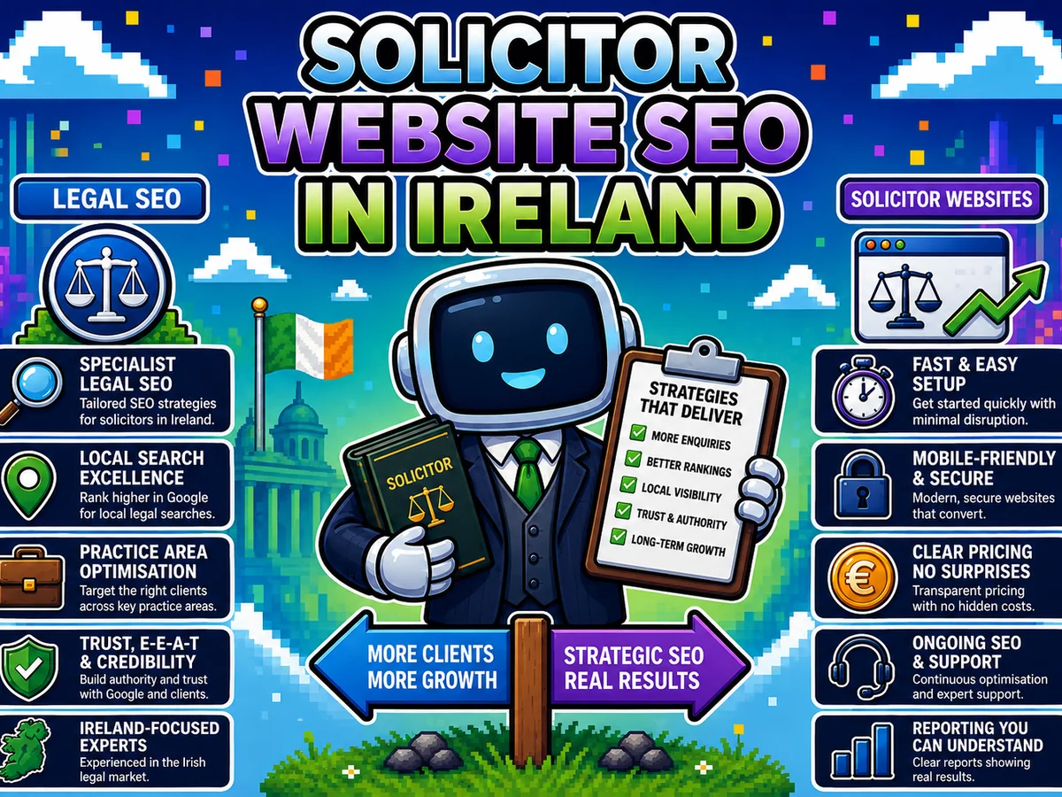 Solicitor Website SEO in Ireland — 33-firm audit infographic